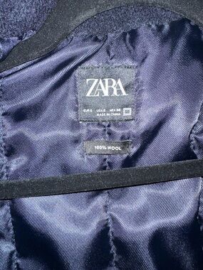 Zara Navy Satin-Lined Wool Jacket